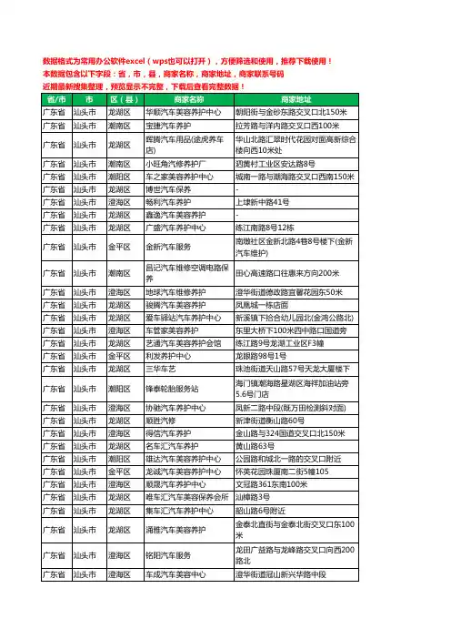 2020新版广东省汕头市汽车保养工商企业公司商家名录名单联系电话号码地址大全201家