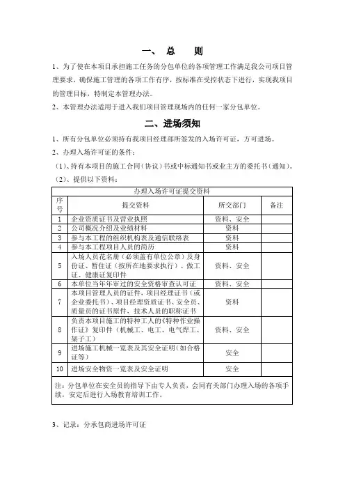 (完整版)分包管理办法及实施细则