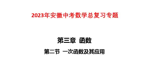 2023年安徽中考数学总复习专题： 一次函数及其应用