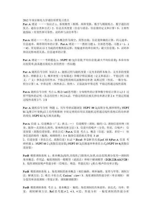 南京邮电大学通信原理复习重点