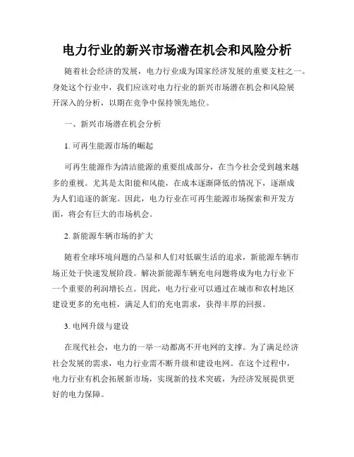 电力行业的新兴市场潜在机会和风险分析