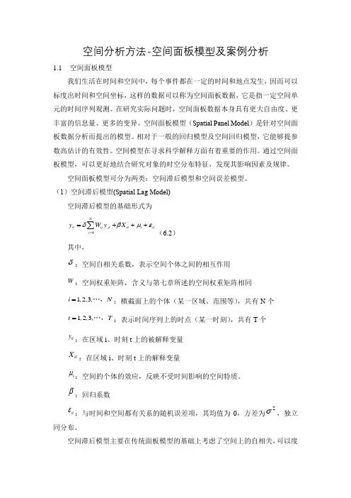 空间统计方法-空间面板模型及案例分析,R实现代码