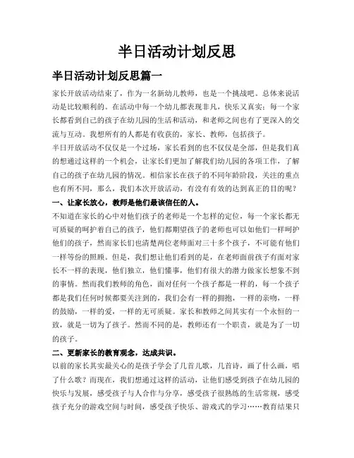 半日活动计划反思