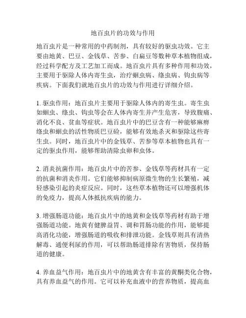 地百虫片的功效与作用