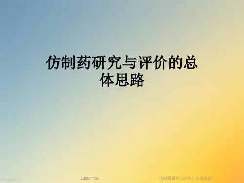 仿制药研究与评价的总体思路
