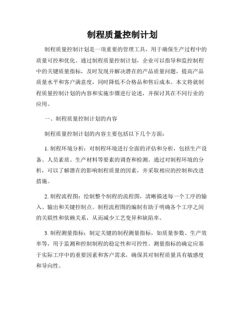 制程质量控制计划