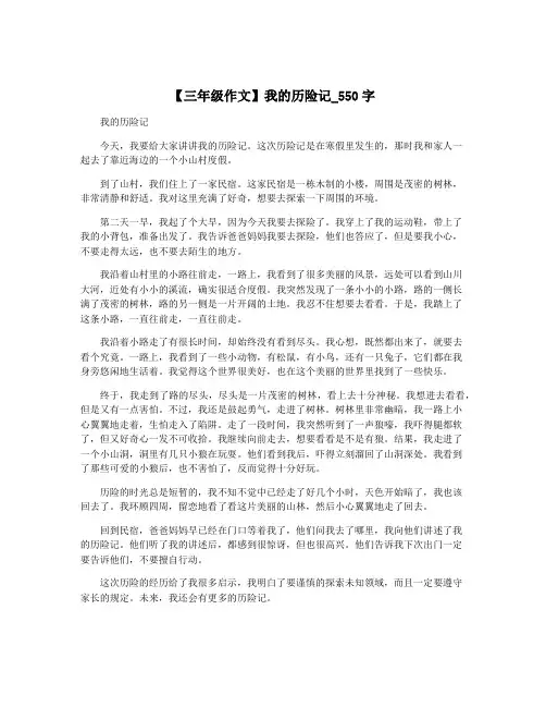 【三年级作文】我的历险记_550字