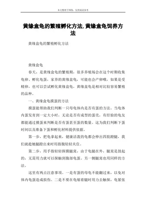 黄缘盒龟的繁殖孵化方法,黄缘盒龟饲养方法