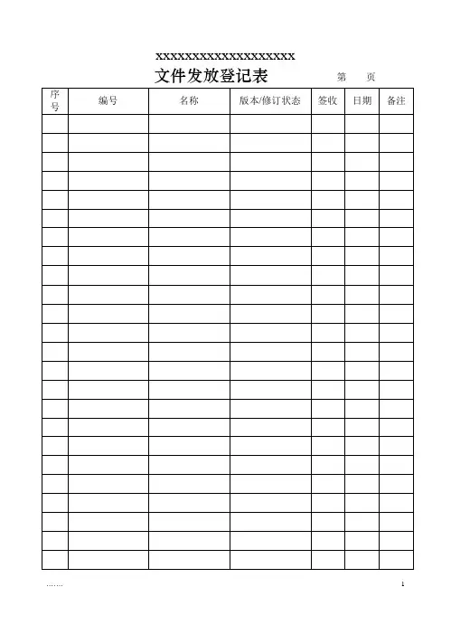 质量记录一览表