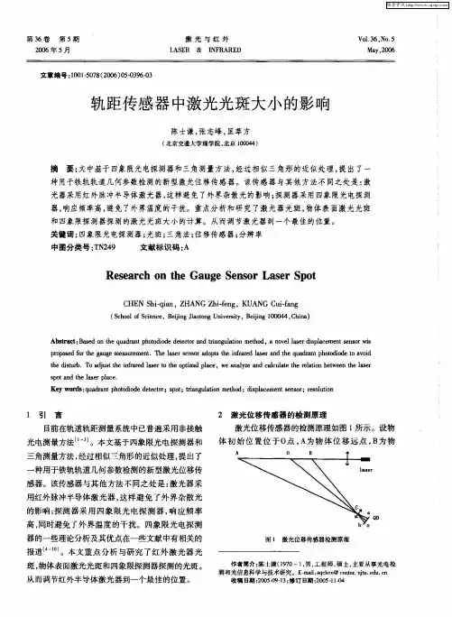 轨距传感器中激光光斑大小的影响