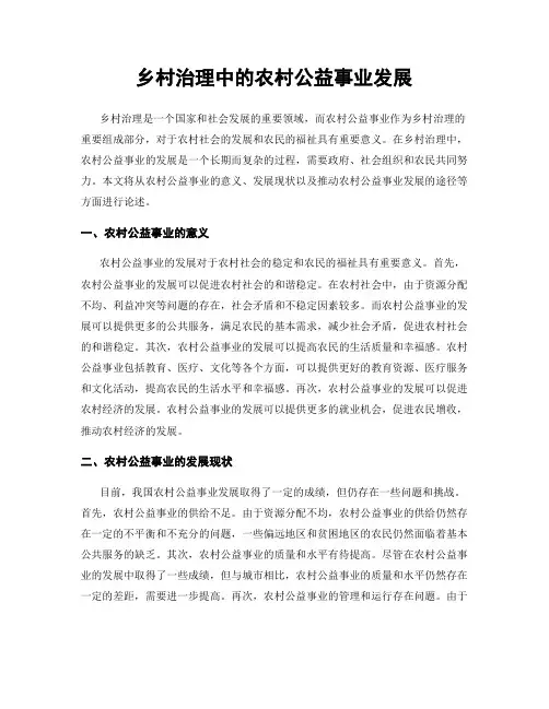 乡村治理中的农村公益事业发展