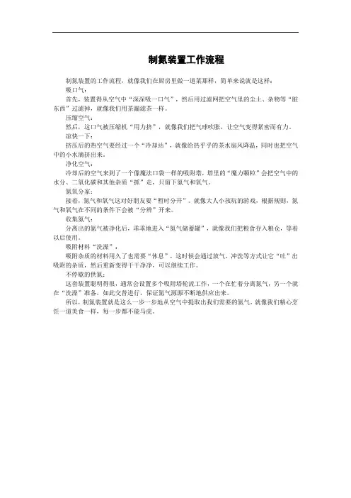 制氮装置工作流程