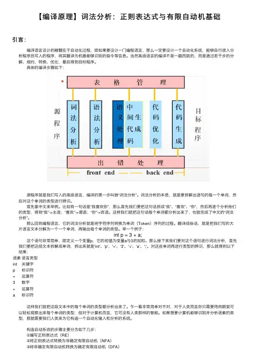【编译原理】词法分析：正则表达式与有限自动机基础