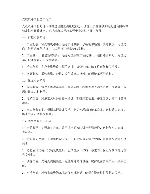 光缆线路工程施工程序