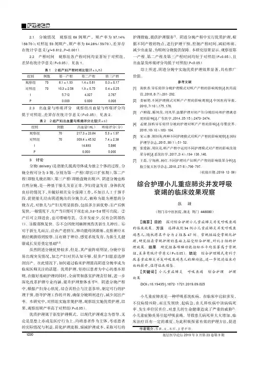 综合护理小儿重症肺炎并发呼吸衰竭的临床效果观察