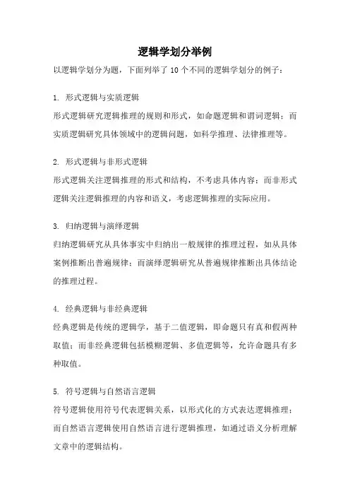 逻辑学划分举例
