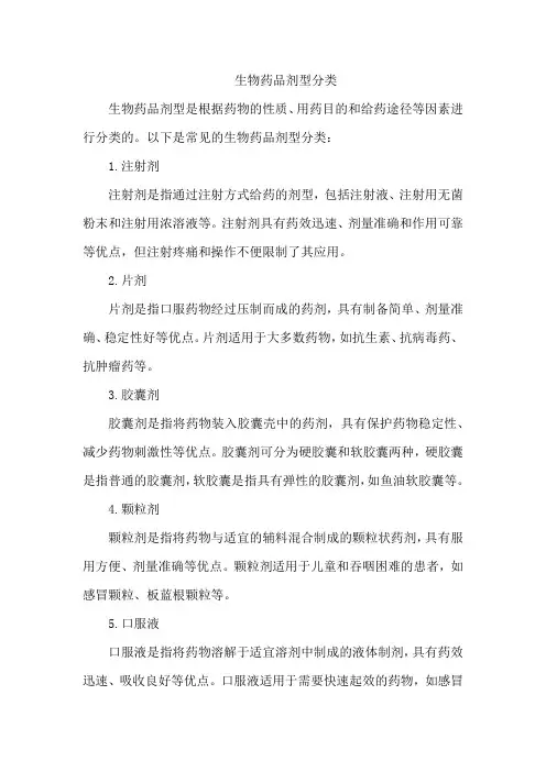 生物药品剂型分类