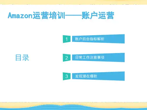 【跨境电商】Amazon亚马逊运营培训——账号运营