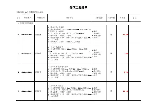 LA绿化工程量清单
