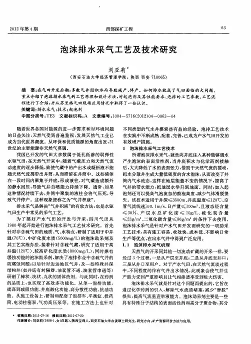 泡沫排水采气工艺及技术研究