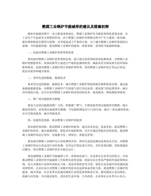 燃煤工业锅炉节能减排的建议及措施初探