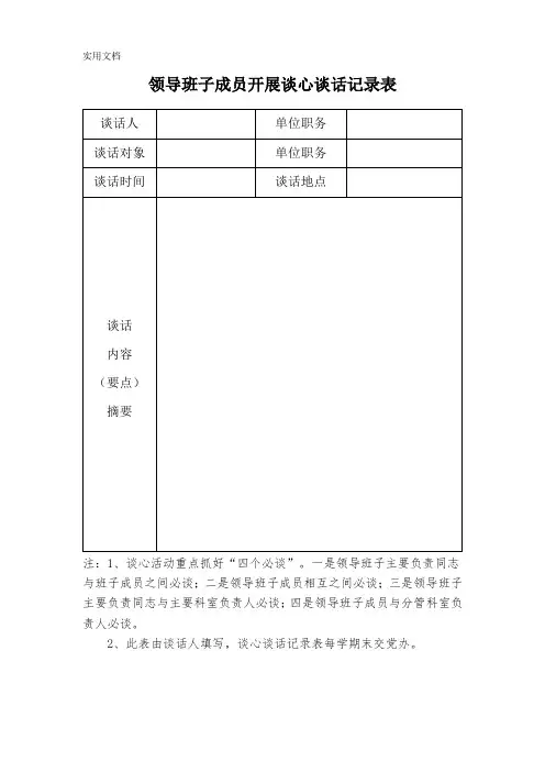 谈心谈话记录表