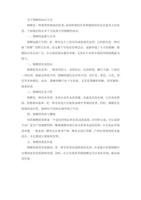 关于锦鲤的知识大全