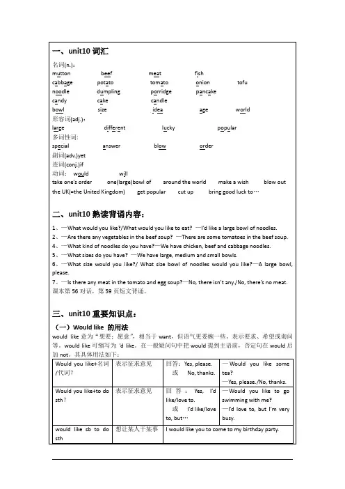 新目标七年级下Unit10讲解
