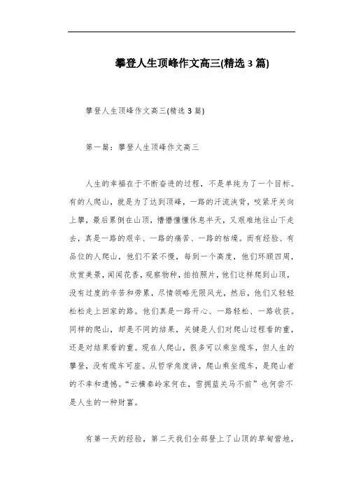 攀登人生顶峰作文高三(精选3篇)