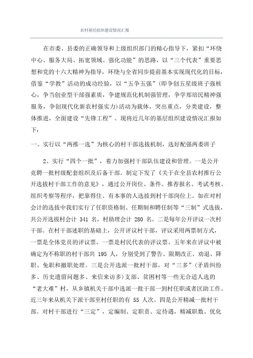 农村基层组织建设情况汇报