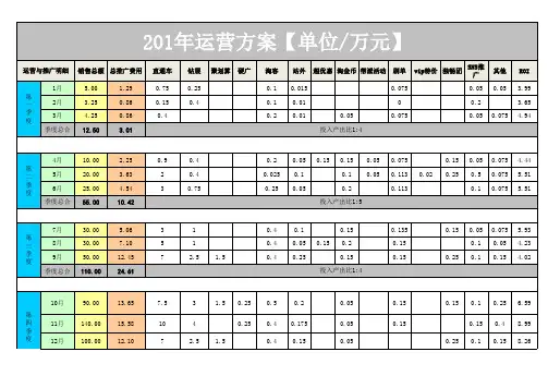 年度运营计划表模板