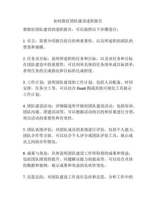 如何做好团队建设述职报告