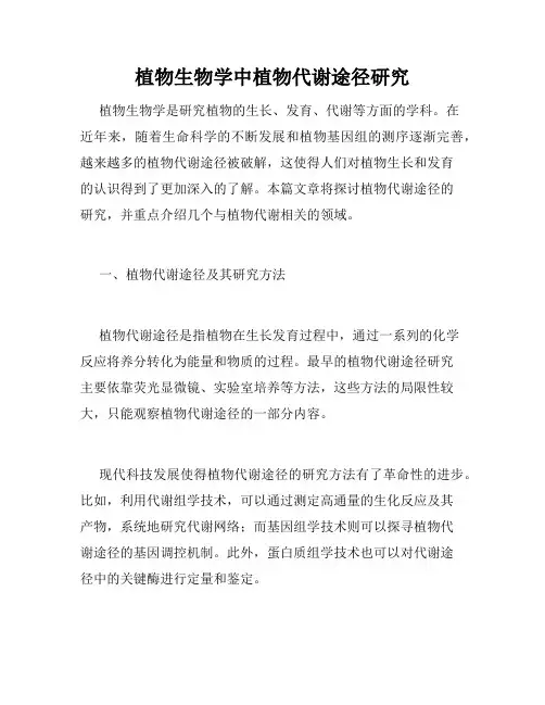 植物生物学中植物代谢途径研究