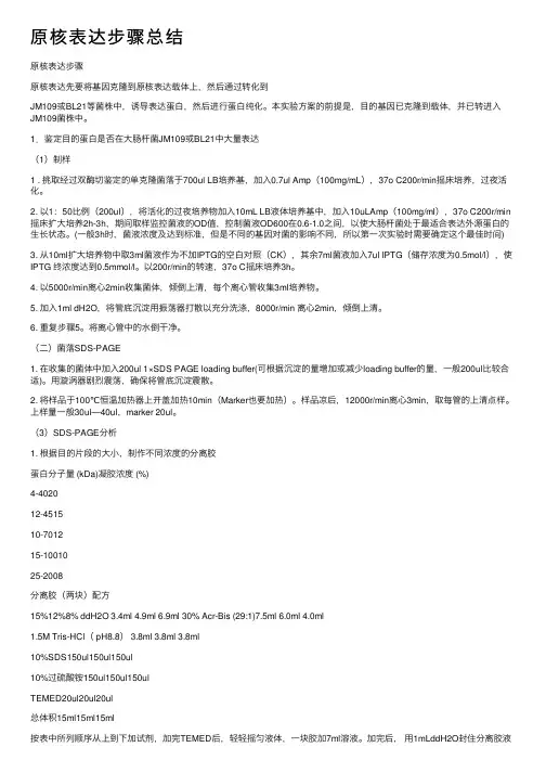 原核表达步骤总结