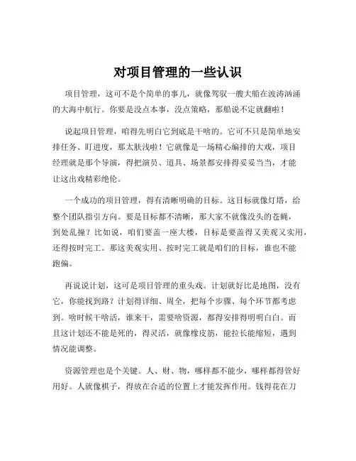 对项目管理的一些认识