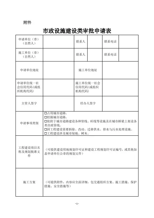 工程建设涉及城市绿地、树木申请表