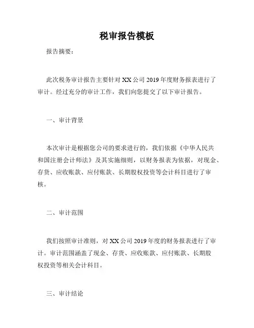 税审报告模板