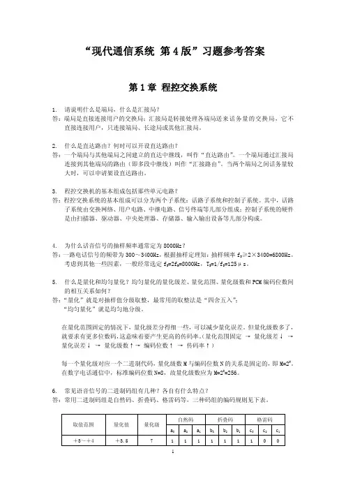 现代通信系统第4版教学课件ppt作者高健《现代通信系统第4版》习题参考答案