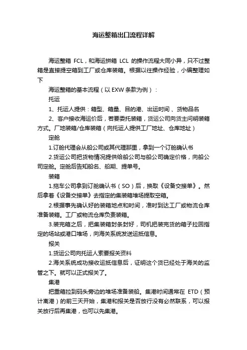海运整箱出口流程详解