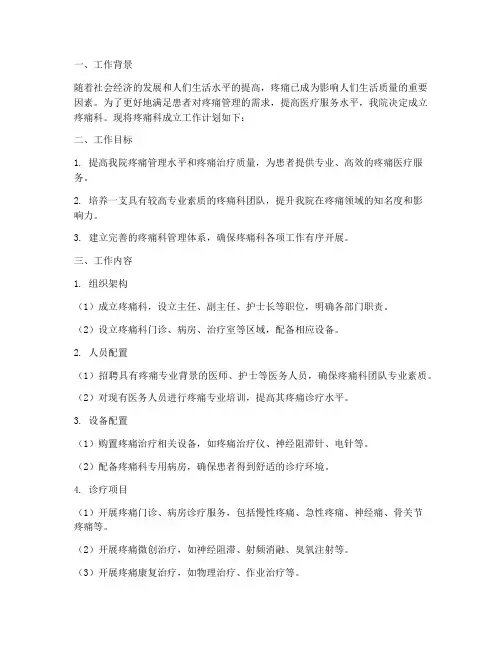 成立疼痛科工作计划