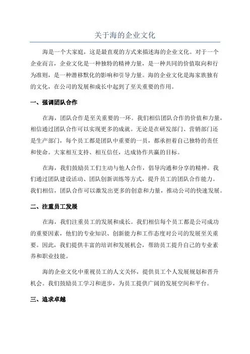 关于海的企业文化