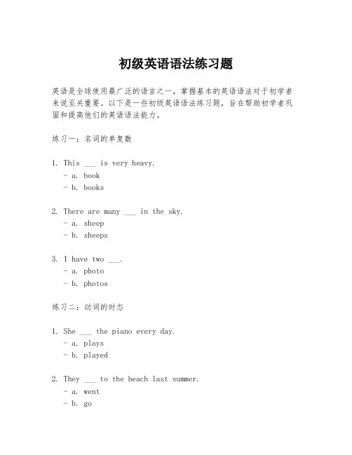 初级英语语法练习题
