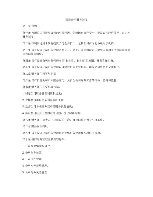 国投公司财务制度