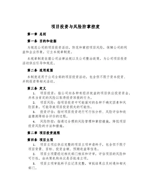 项目投资与风险防控制度