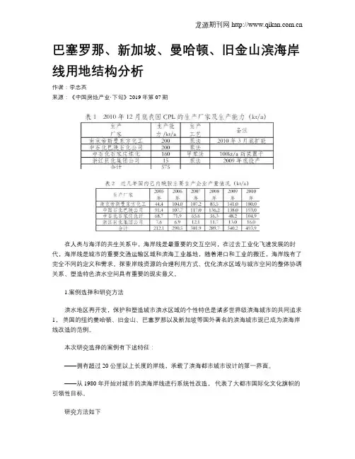 巴塞罗那、新加坡、曼哈顿、旧金山滨海岸线用地结构分析