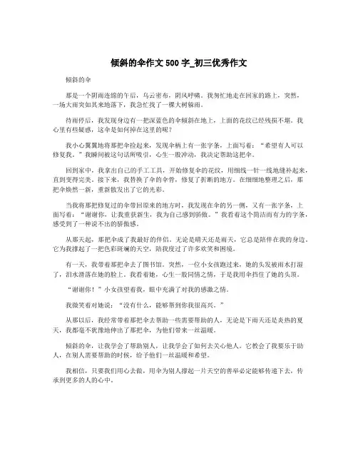倾斜的伞作文500字_初三优秀作文