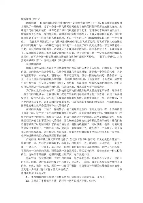 蜘蛛说明文