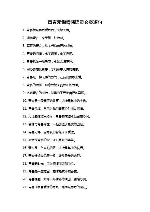 青春无悔情感语录文案短句