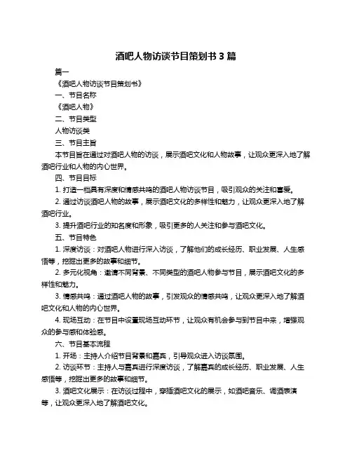 酒吧人物访谈节目策划书3篇