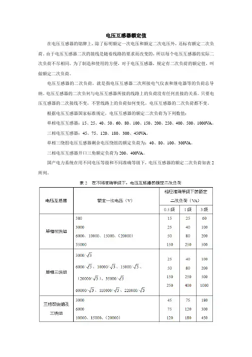 5.电压互感器额定值